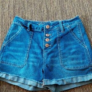 Blue Desire Button-Front Blue Denim Women’s Jean Shorts
